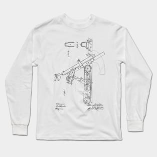 Stone Sawing Machine Vintage Patent Hand Drawing Long Sleeve T-Shirt